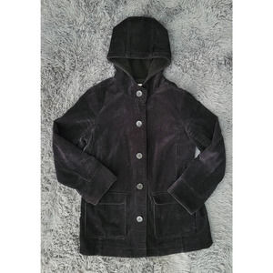 J.Jill Women's Black Hooded Heritage Tumbled Cord Coat. Size S